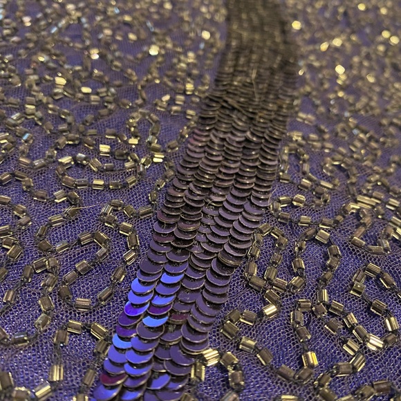 Cobalt, high-neck sequin gown - Picture 4 of 7